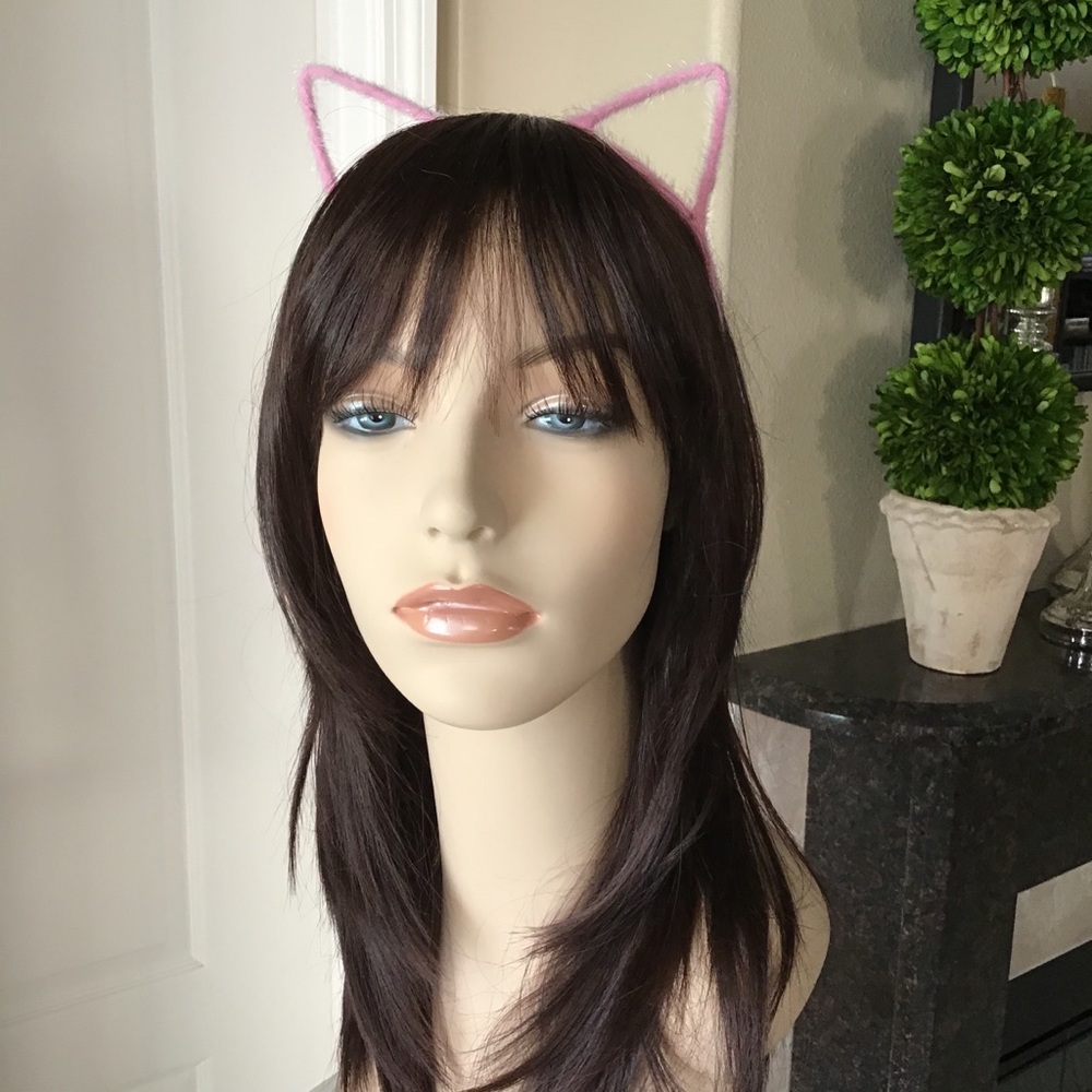 NEW Pink Fuzzy Cat Ears Head Band Hair Cosplay Costume Kitten OSFM Halloween - Picture 3 of 13